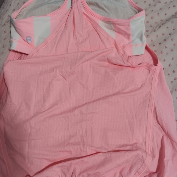 Lululemon Pink Striped Sports Bra Wirh Tank Size 6 - Picture 3 of 7